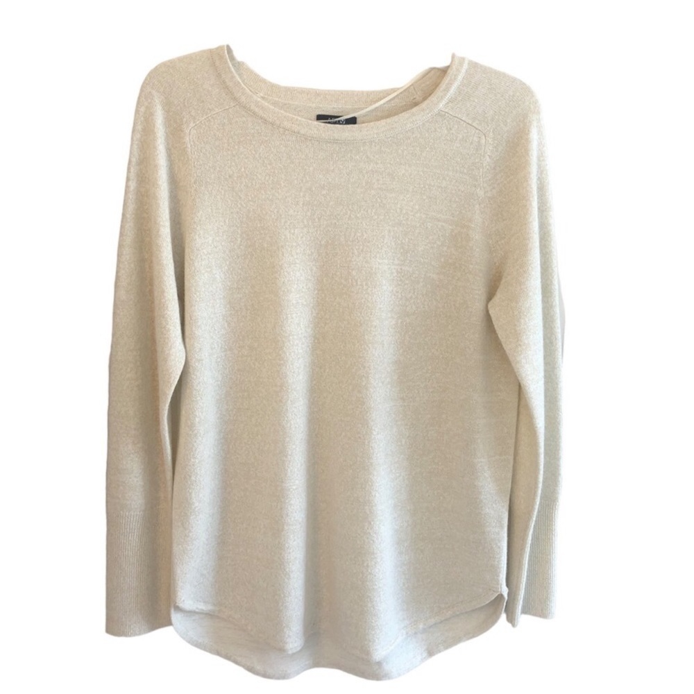 Apt. 9 Lightweight Metallic Gold/Cream Long Sleeve Crew Neck Sweater Size Medium